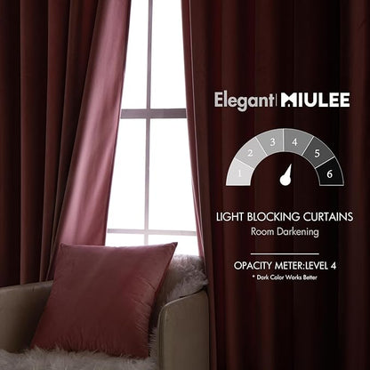 MIULEE Velvet Curtains 84 inches 2 Panels - Luxury Blackout Curtains for Girls Bedroom Nursery Living Room Thermal Insulated Super Soft Window Drapes Rod Pocket & Back Tab, Blush Pink, W52 x L84 inch