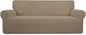 Easy-Going Stretch Sofa Slipcover 1-Piece Sofa Cover Furniture Protector Couch Soft with Elastic Bottom for Kids, Polyester Spandex Jacquard Fabric Small Checks (Sofa, Natural)