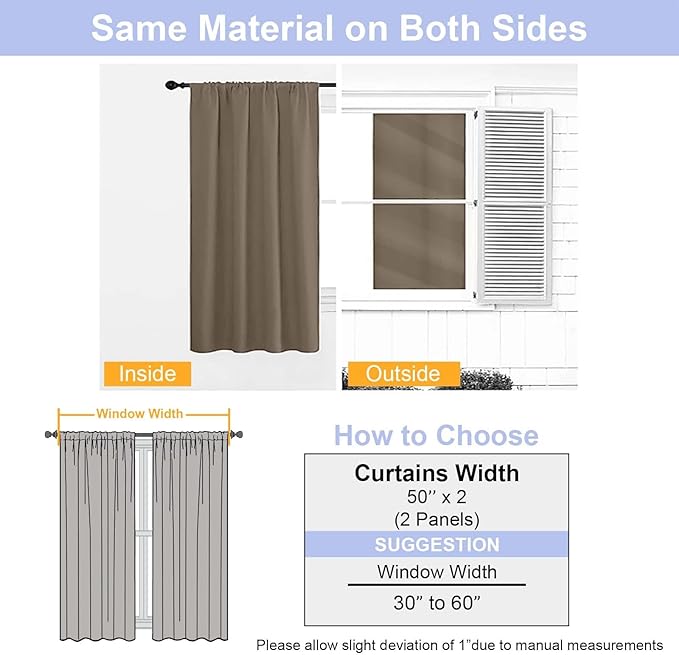 Simplebrand Brown Blackout Curtains for Bedroom 96 Inches Long 2 Panels, Solid Thermal Insulated, Energy Saving Living Room Window Treatment Curtains Blackout Drapes, W50 x L96 Inch, Brown