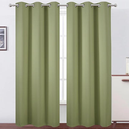 LEMOMO Sage Green Thermal Blackout Curtains/42 x 84 Inch/Set of 2 Panels Room Darkening Curtains for Bedroom