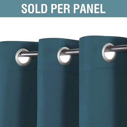 H.VERSAILTEX Blackout Curtain for Living Room Thermal Insulated Window Treatment Curtain Extra Long 108 inch Length Energy Saving Solid Grommet Top Blackout Drape, One Panel, Dark Teal, 52"W x 108"L