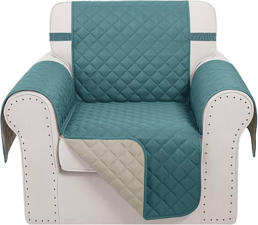 Recliner Chair Covers Reversible Sofa Cover Couch Cover for Pets Lazy Boy Furniture Protector(23''Chair,Blue/Beige)