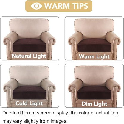 H.VERSAILTEX Velvet Stretch Couch Cushion Cover Plush Cushion Slipcover for Chair Cushion Furniture Protector Seat Cushion Sofa Cover (1 Piece Armchair Cushion Covers, Brown)