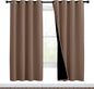 NICETOWN Living Room Completely Shaded Draperies, Privacy Protection & Noise Reducing Ring Top Drapes, Black Lined Insulated Window Treatment Curtain Panels(Cappuccino, 2 Pieces, W46 x L72)