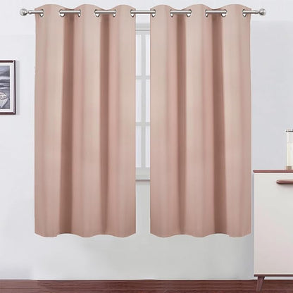 LEMOMO Blush Thermal Blackout Curtains/42 x 72 Inch/Set of 2 Panels Room Darkening Curtains for Bedroom
