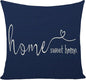 MFGNEH Home Sweet Home Quotes Farmhouse Pillow Covers 18x18 Inch,Farmhouse Decorative Lumbar Throw Pillow Case Cushion Cover,Housewarming Gift,Blue