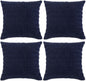 Fancy Homi 4 Packs Navy Blue Decorative Throw Pillow Covers 20x20 Inch for Living Room Couch Bed Sofa, Rustic Modern Farmhouse Boho Home Decor, Soft Plush Corduroy Square Cute Cushion Case 50x50 cm