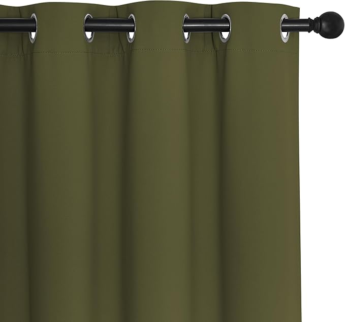 NICETOWN Olive Bedroom Curtains 72 inches Long, Grommet Blackout Thermal Insulated Window Treatment Room Darkening for Bedroom/Home Office, 2 Panels, W37 x L72