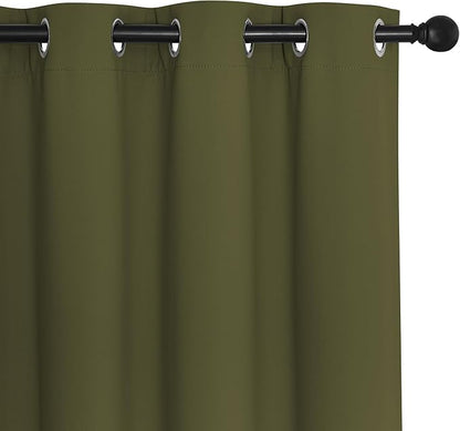 NICETOWN Olive Bedroom Curtains 72 inches Long, Grommet Blackout Thermal Insulated Window Treatment Room Darkening for Bedroom/Home Office, 2 Panels, W37 x L72