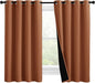 NICETOWN 100% Blackout Curtains 57 inches Long, Double-Deck Completely Blackout Window Treatment Thermal Insulated Lined Drapes for Small Window (Burnt Orange, 1 Pair, 55 inches Width Each Panel)