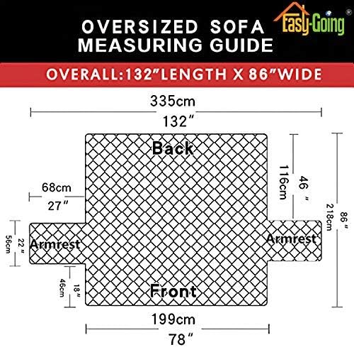 Easy-Going Reversible Oversized Couch Cover for 3 Cushion Couch Sofa Cover for Dogs Water Resistant Furniture Protector Cover with Foam Sticks for Pet Cat (Oversized Sofa, Taupe/Ivory)
