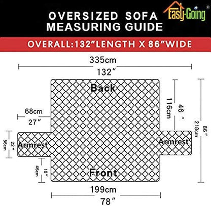 Easy-Going Reversible Oversized Couch Cover for 3 Cushion Couch Sofa Cover for Dogs Water Resistant Furniture Protector Cover with Foam Sticks for Pet Cat (Oversized Sofa, Taupe/Ivory)