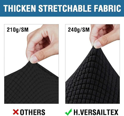 H.VERSAILTEX 4 Piece Stretch Sofa Covers for 3 Cushion Couch Covers for Living Room Furniture Slipcovers (Base Cover Plus 3 Seat Cushion Covers) Thicker Jacquard Fabric (Large Sofa, Black)