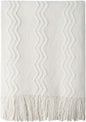 BOURINA Off White Throw Blanket 60x80 Inches Throw Textured Solid Soft Sofa Throw Couch Knitted Decorative Blanket