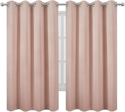 LEMOMO Blush Blackout Curtains 52 x 63 Inch Length/Set of 2 Curtain Panels/Thermal Insulated Room Darkening Curtains for Bedroom and Living Room
