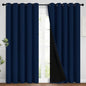 Yakamok Navy Blue 100% Blackout Curtains Energy Saving Thermal Insulated 2 Thick Layers Completely Blackout Drapes with Black Liner for Bedroom (62Wx96L, Navy Blue, 2 Panels)