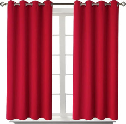 BGment Room Darkening Curtains 45 Inches Long - Grommet Thermal Insulated Drapes Window Treatment Curtains for Bedroom, 2 Panels, 52 x 45 Inch, Red