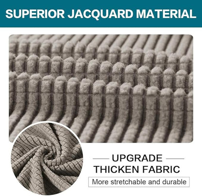 Turquoize 4 Piece Couch Covers for 3 Cushion Couch Sofa Pet Friendly Stretch Couch Cover for Dogs Washable Sofa Covers with Individual Couch Cushion Covers, Jacquard Fabric (3 Cushion Sofa, Taupe)