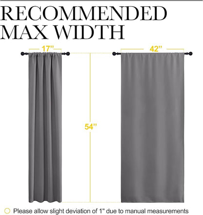 NICETOWN Grey Window Curtains for Bedroom - Home Decoration Thermal Insulated Rod Pocket Blackout Blinds & Drapes for Small Windows (Gray, 2 Panels, W42 x L54 -Inch)