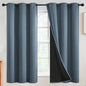 SimpleHome 100% Blackout Curtains for Bedroom,Thermal Insulated Grommet Window Drapes Room Darkening Stone Blue Curtains for Living Room with Black Back,42 x 63 Inch,2 Panels
