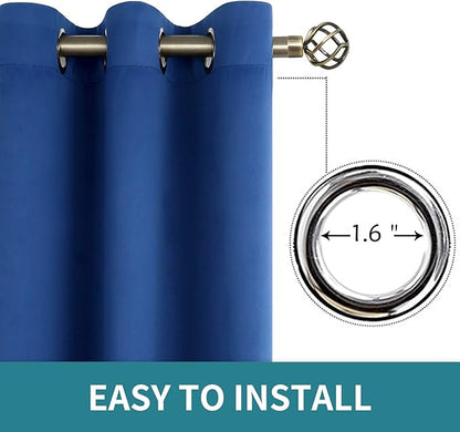 BGment Blackout Curtains for Bedroom - Grommet Thermal Insulated Room Darkening Curtains for Living Room, 46 x 54 Inch, 2 Panels, Royal Blue