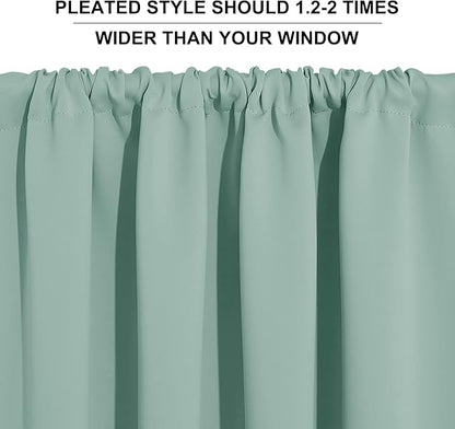 RYB HOME Cafe Blackout Curtains 24 inch Length, RV Curtains for Camper Windows, Mini Short Small Insulating Light UV Heat Blocking Privacy Half Window Tiers, Width 29 by Length 24, Aqua, 2 Panels