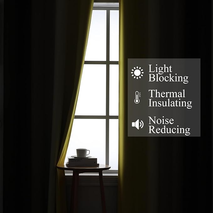 Estelar Textiler Brown and Yellow Blackout Curtains for Bedroom, Thermal Insulated Ombre Drapes 84 Inches Long, Full Room Darkening Energy Saving Curtains for Living Room, 52Wx84L, 2 Panels