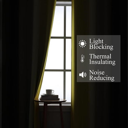 Estelar Textiler Brown and Yellow Blackout Curtains 45 Inch Length, Full Light Blocking Gradient Drapes for Kitchen, Thermal Insulated Grommet Ombre Curtains for Bathroom, 52Wx45L, 2 Panels