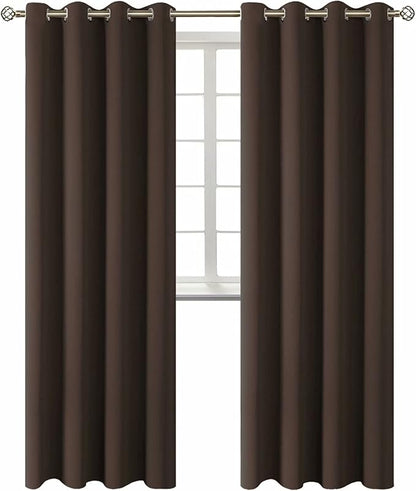 BGment Blackout Curtains for Bedroom - Grommet Thermal Insulated Room Darkening Curtains for Living Room, Set of 2 Panels (52 x 95 Inch, Brown)