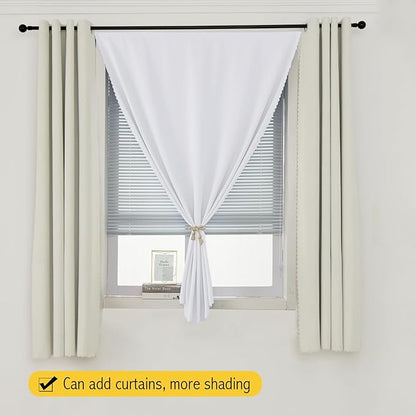 self Adhesive Curtains Portable Blackout Curtain Simple and Easy to Install Bedroom Window Thermal Lnsulated Kitchen Room Darkening Black Small Drapes, 59" W X 71" L, White, 1 Panel
