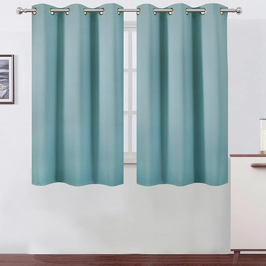 LEMOMO Stone Blue Blackout Curtains/38 x 54 Inch/Set of Two Panels Grommet Living Room Curtains