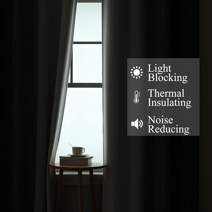 Estelar Textiler Blackout Curtains 90 Inches Long 2 Panels, Navy Blue and Greyish White Thermal Insulated Energy Saving Ombre Drapes for Bedroom,Light Blocking Grommet Curtains for Living Room,52Wx90L