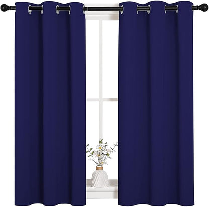 NICETOWN Blackout Draperies Curtains, All Season Thermal Insulated Solid Grommet Top Blackout Curtains/Drapes for Kid's Room (Royal Blue, 1 Pair, 34 x 45 inches)
