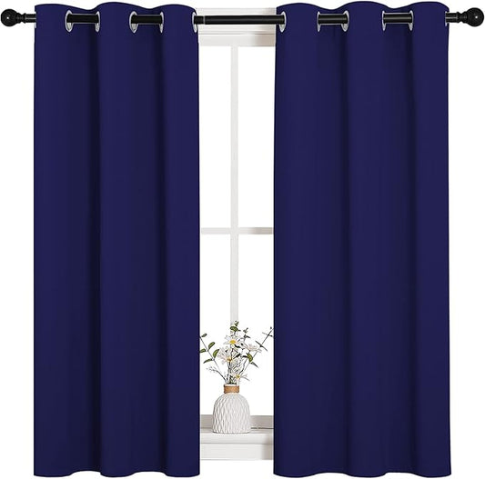 NICETOWN Blackout Draperies Curtains, All Season Thermal Insulated Solid Grommet Top Blackout Curtains/Drapes for Kid's Room (Royal Blue, 1 Pair, 34 x 45 inches)