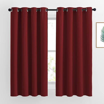 NICETOWN Burgundy Red Blackout Draperies Curtains - Thermal Insulated Solid Grommet Blackout Curtains/Panels/Drapes for Present (1 Pair, 52 by 63-Inch)