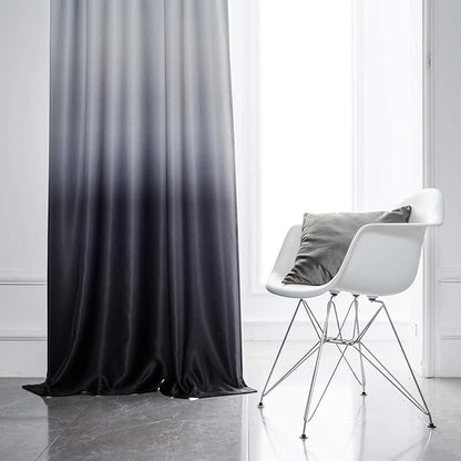 SimpleHome Ombre Room Darkening Curtains for Boys Bedroom, Gradient Grey White to Black Light Blocking Thermal Insulated Grommet Window Curtain for Living Room,1 Panel, 52x84 inches