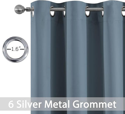 Yakamok Blackout Curtains Room Darkening Thermal Insulated with Grommet Window Curtain for Bedroom/Living Room(38Wx90L inch, Stone Blue, 2 Panels)