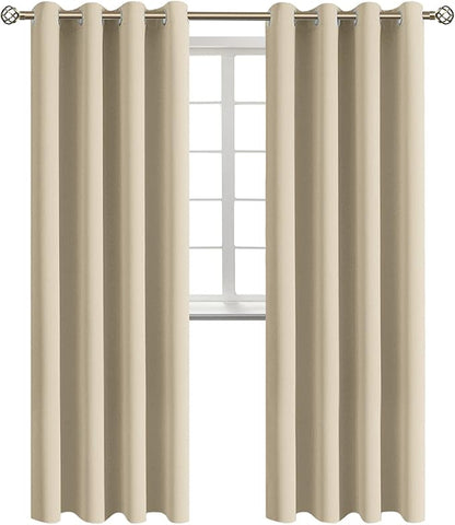 BGment Room Darkening Curtains 120 Inches Long - Grommet Thermal Insulated Drapes Window Treatment Curtains for Bedroom, 2 Panels, 52 x 120 Inch, Beige