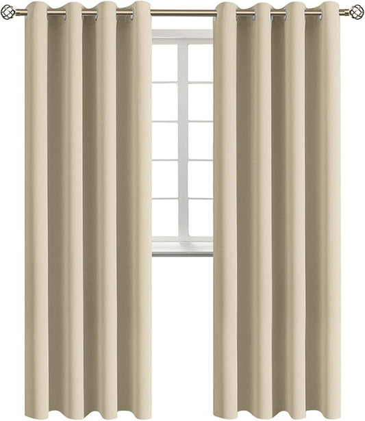 BGment Room Darkening Curtains 120 Inches Long - Grommet Thermal Insulated Drapes Window Treatment Curtains for Bedroom, 2 Panels, 52 x 120 Inch, Beige