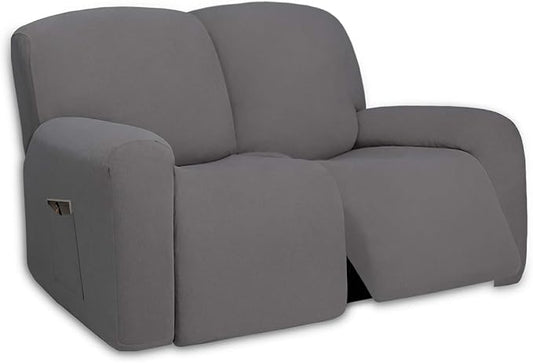 PureFit Super Stretch Loveseat Recliner Sofa Couch Cover with Pocket – 2 Seats Non Slip Soft Sofa Slipcover, Washable Reclining Furniture Protector for Pets (Recliner Loveseat, Light Gray)