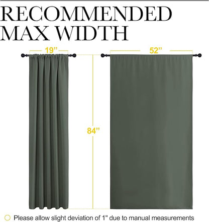 NICETOWN Bedroom Curtains Blackout Draperies - All Season Thermal Insulated Solid Rod Pocket Top Blackout Curtains/Drapes for Kid's Room (Dark Mallard, 1 Pair, 52 x 84 Inch)