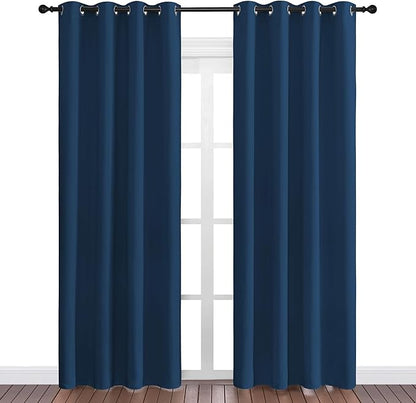 NICETOWN Moroccan Blue Blackout Curtains 86" Long, 55" Wide, 2 Pieces for Office, Dining Room, Guest Room - Sound Reducing, Heat and Cold Block Panels for Modern Decorative