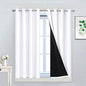 Yakamok Pure White 100% Blackout Curtains for Bedroom, Thermal Insulated Grommet Total Blackout Drapes with Black Liner for Living Room, 52W x 45L, 2 Panels