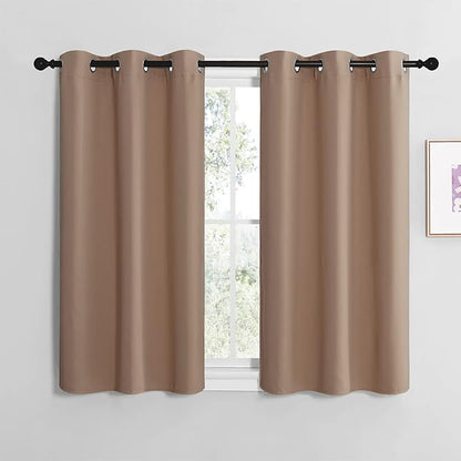 NICETOWN Room Darkening Curtain Panels for Cafe, Thermal Insulated Grommet Room Darkening Draperies/Drapes for Window (Cappuccino, 2 Panels, W42 x L40 -inch)