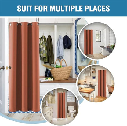 H.VERSAILTEX Doorway Curtain Blackout Closet Door Curtain Room Divider Window Treatment Curtain for Bedroom Thermal Insulated Privacy Drape Soundproof Grommet, 42 x 80 inches, 1 Panel, Orange