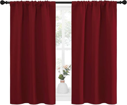 NICETOWN 40inch Curtains for Small Windows, Thermal Insulated Privacy Short Drapes for Kitchen Bathroom (Set of 2, Burgundy Red, 29" Wide)