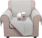 U-NICE HOME Reversible Oversized Chair Covers Quilted Water Repellent Pet Protectors with Elastic Straps(28''Armchair, Light Grey/Light Grey)