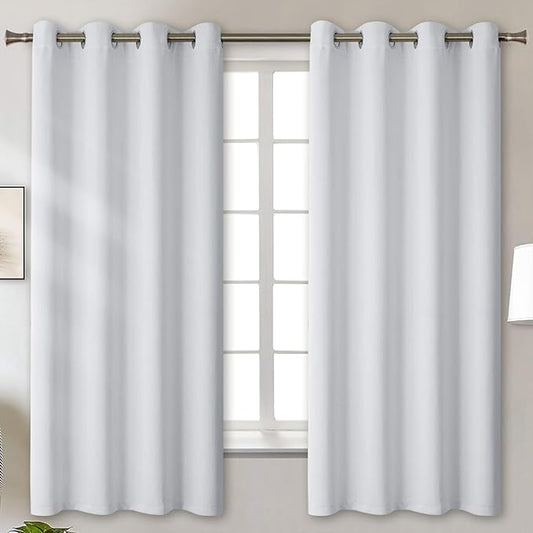 BGment Room Darkening Curtains for Bedroom - Grommet Thermal Insulated Window Treatments Light Blocking Curtains for Living Room, Set of 2 Panels, Each 46 x 63 Inch, Greyish White