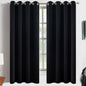 Yakamok Black Out Curtains 63 Inch Length for Bedroom-Black Thermal Insulated Drapes with Grommets Top Window Treament Curtain for Living Room,52 x 63 inch, Black, 2 Panels Set