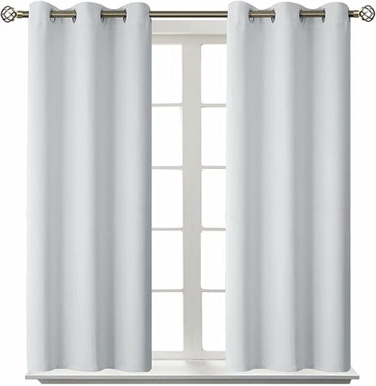 BGment Room Darkening Curtains 54 Inches Long - Grommet Thermal Insulated Drapes Window Treatment Curtains for Bedroom, 2 Panels, 38 x 54 Inch, Greyish White